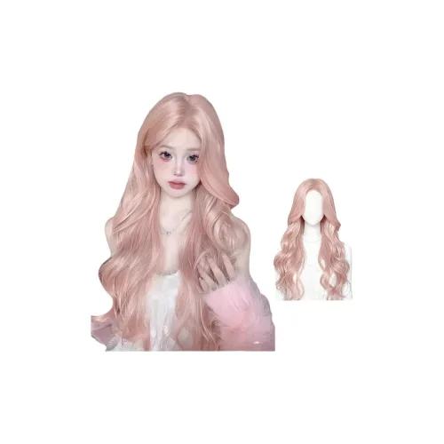 GLUNA Грейпфрутовый розовый Средний Разделённая Чёлка "восьмёрка" Большая волна Женская Перука Высокая температура Пряжа