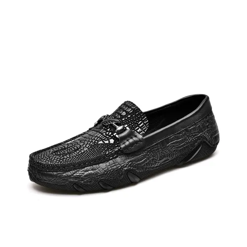 IZEIZIG Slip-On Кожаные туфли Мужские повседневные туфли Мужской Черный 2025