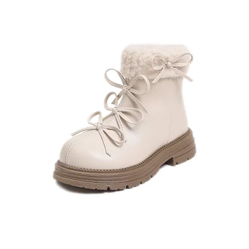 TLIT Детские кожаные сапоги MID Топ Экрю с флисовой подкладкой KIDS