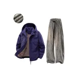 Спокойный Фиолетовый + Темно-Серый [Флисовая Подкладка Комплекты Одежды]