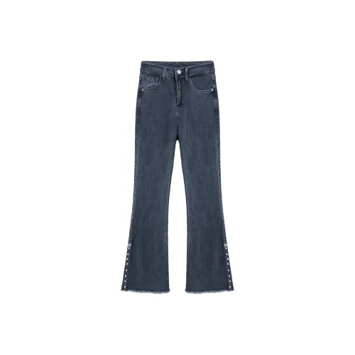 SHANGJING Серый Синий Женские Джинсы