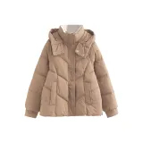 Кофейный хлопковый пуховик