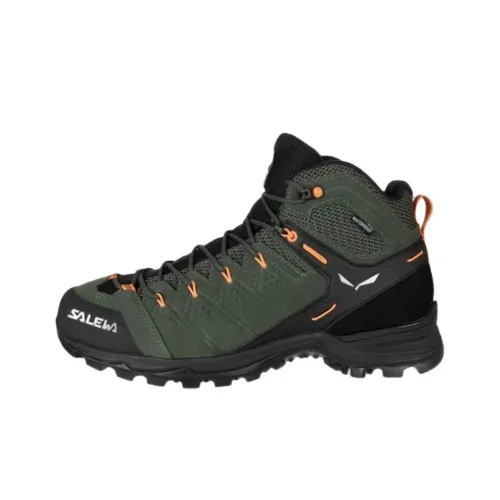 SALEWA ALP Mate MID Амортизация Износостойкий MID Топ Походная обувь Мужская Зеленый Черный