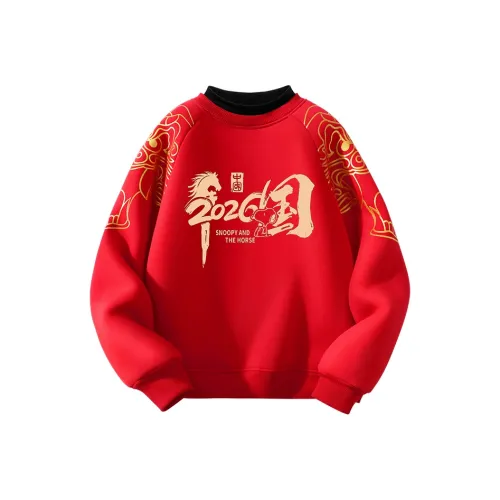 SNOOPY [Детский новогодний флисовый костюм с новогодней тематикой] Красный Nubi Китай Лошадь_5 Предшкольные свитшоты