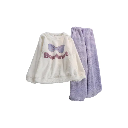 XIAOLIZI Фиолетовый Бант Женские Пижамные Комплекты