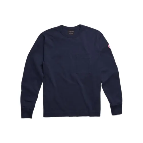 Canada Goose Длинный рукав Т-рубашка Мужская Циановый Океан Синий