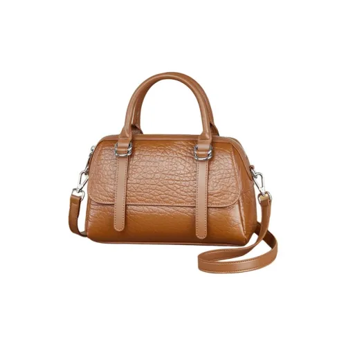 Espin Сумка из крупнозернистой текстуры коровьей кожи полиэстер среднего размера женская золотисто-коричневого цвета