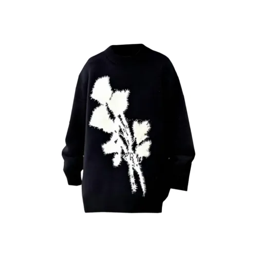 SNEIKLAU Черный розовый Вышивка Унисекс Трикотаж