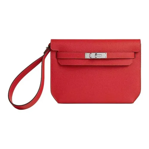 HERMES Kelly Epsom Телячья кожа Клатч Женский Красный