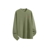 [1 пачка теплый флис круглый вырез] Армейский зеленый (Mf винтажный коричневый логотип на груди)