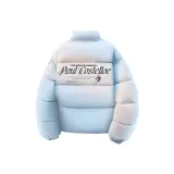 Синий хлопковый пуховик