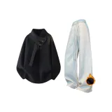 Чёрный свитер + серые штаны с флисовой подкладкой