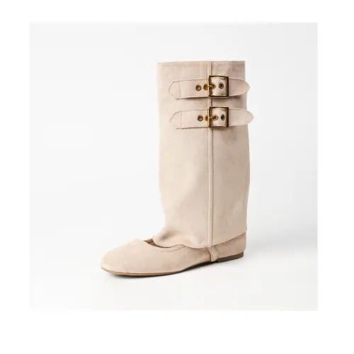 YAFEI XUANYU Колено Высокие сапоги 4CM Женские Абрикос