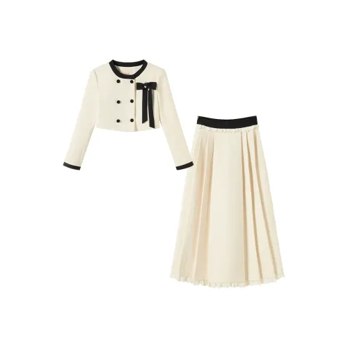 FABRIC PIG Пальто + Длинная Юбка + Бесплатно [Бант] Женские Комплекты с Юбкой