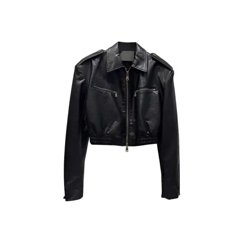 FROMGG Черные Женские Кожаные Куртки