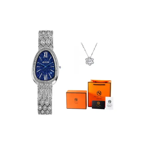 AIYISHI Кварцевый механизм ремешок из нержавеющей стали женские часы синий циферблат