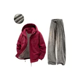 Бордовый + Темно-серый [Флисовая подкладка, комплект одежды]
