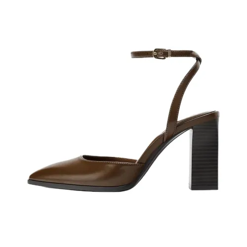 ZARA Collaboration Грубый каблук Высокие каблуки 9,5 см Женские Коричневый