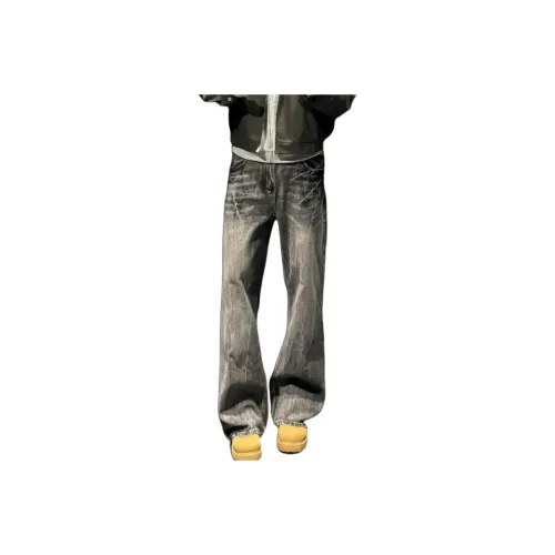 DUATOGE Выстиранный Черный Полуэластичный Пояс Мужские Джинсы