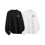 [2 пачки теплый флис, круглый вырез] Черный (Mf винтажный коричневый с напечатанным логотипом на груди) + Белый (Mf винтажный коричневый с напечатанным логотипом на груди)