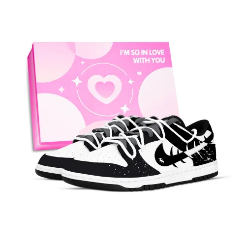 Nike Dunk Обсидиан Призрачный Коробка Устойчивый к истиранию Низкий Топ Скейтборд Кроссовки Унисекс Черный Белый