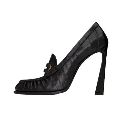 SAINT LAURENT LE LOAFER Грубый каблук Высокие каблуки 11 см Женские Черный