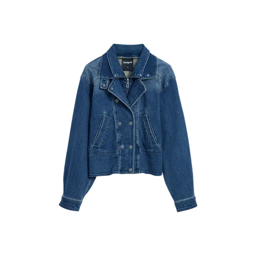 Desigual Джинсовые куртки из среднего синего денима для женщин
