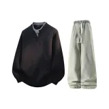 Чёрный + Желтый Грязь Джинсы с Флисовой Подкладкой