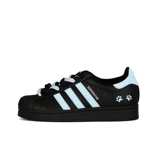 Adidas Originals Superstar 2 Azure Устойчивый к истиранию Низкий Топ Детские Скейтбординги Черный Синий Унисекс