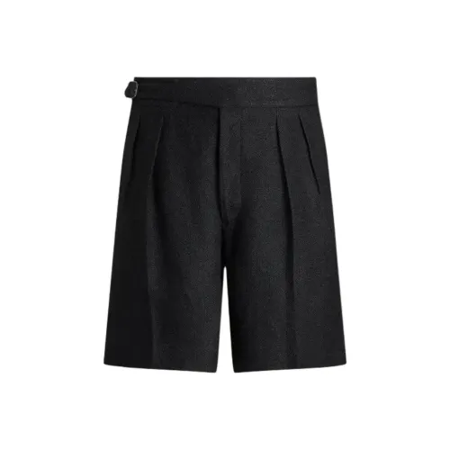 Polo Ralph Lauren Tailored Узор "елочка" Linen Silk Short Casual Shorts Men's Black