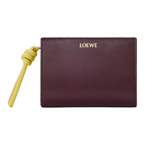 LOEWE Совместное издание Узел Телячья кожа Кошелек Мини Женские Темно-бордовый цвет