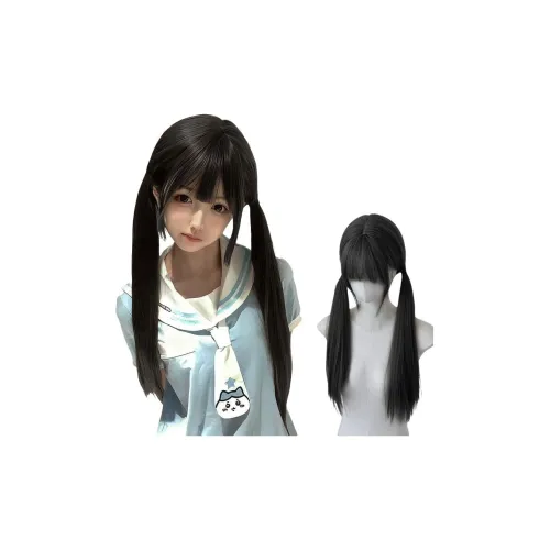 BEIQING Lolita Low Green Jade Content Два хвостика Ровная чёлка Черная длинная прямая Женская парик