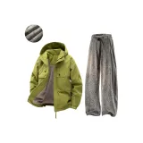 Горчичный Зеленый + Темно-Серый [Комплект с Флисовой Подкладкой]