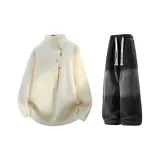 Белый + Черный Джинсы с Флисовой Подкладкой