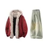 Красные + Желтые Грязные Джинсы с Флисовой Подкладкой