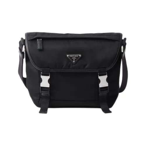 PRADA Переработанный нейлон с кожей Saffiano Сумка через плечо сумка на плечо Мужская Черная