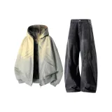 Серый топ + черные джинсы