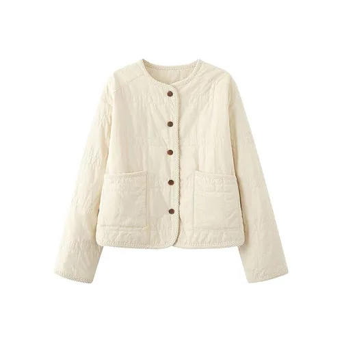 SNZX Белый Круглый вырез Пуховая куртка Женская Пуховик (пуф)