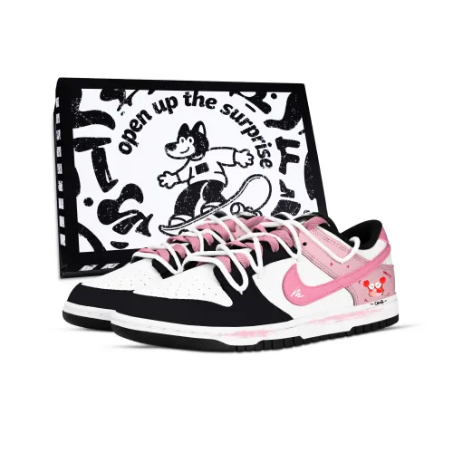 Nike Dunk Краб Claw Краска Коробка Устойчивая к износу Низкий Топ Скейтборд Кроссовки Унисекс Черный Белый Розовый