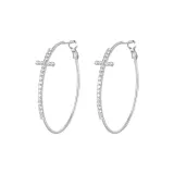 [S925 Серебро] 6 см Крест Большие Серьги-Кольца