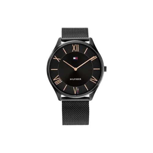 Tommy Hilfiger Мужские часы Кварцевый механизм Ion покрытие Черный стальной ремешок 43 мм Черный циферблат