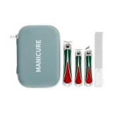 Темно-зеленый набор из четырех предметов для ногтей с кусочками драгоценного камня и кусачками