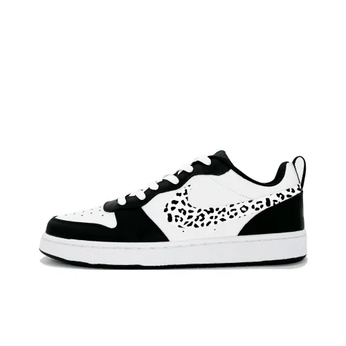 Nike Court Borough Белый Леопард С принтом Slip-resistant Легкий Амортизация Низкий Топ Детские Скейтбординг Белый