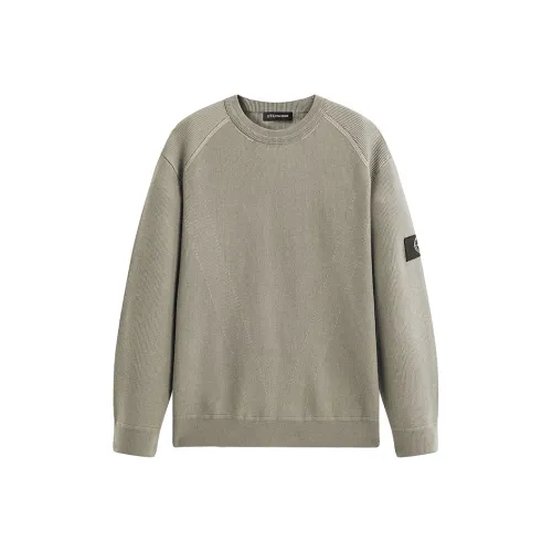 PEACEBIRD MEN Linen Fiber Gray Green Men's Sweaters PEACEBIRD MEN Лен Волокно Серый Зеленый Мужские Свитера