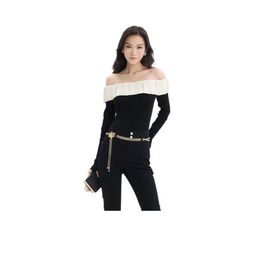 BEBE Черный Белый Женский Трикотаж