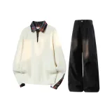 Белый свитер + черные джинсы