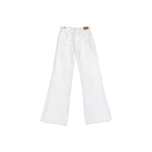 EDRPIUS Белый [С флисовой подкладкой] Унисекс Джинсы