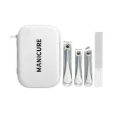 Белый набор из четырех предметов: кусачки для ногтей с драгоценным камнем