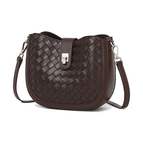 COMELY Сумка через плечо из коровьей кожи стандартная женская темный кофейный