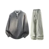 Светло-серые + желтые грязные джинсы с флисовой подкладкой